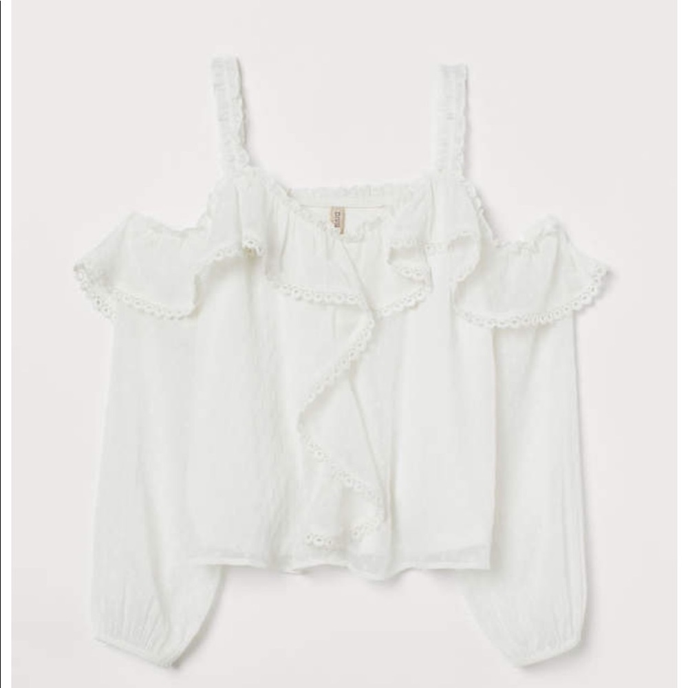 WORN ONCE H & M open shoulder blouse polka dot